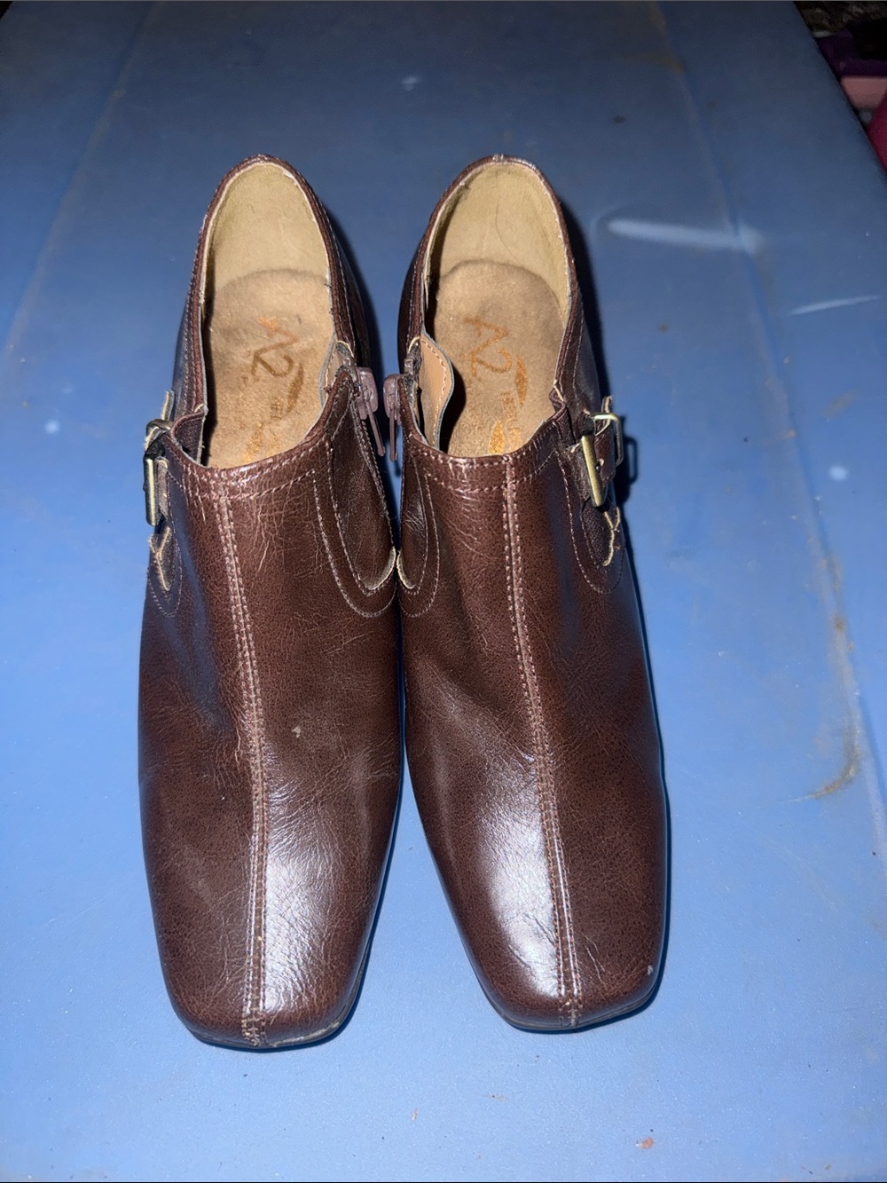 Classic Women's Brown Leather Ankle Booties with Side Buckle